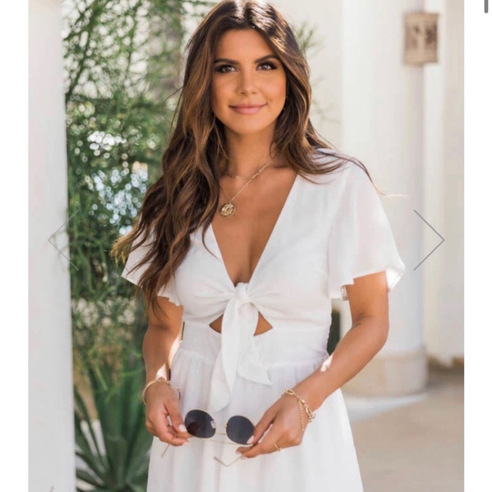 Pink Lily Love  for a Long Time White Romper